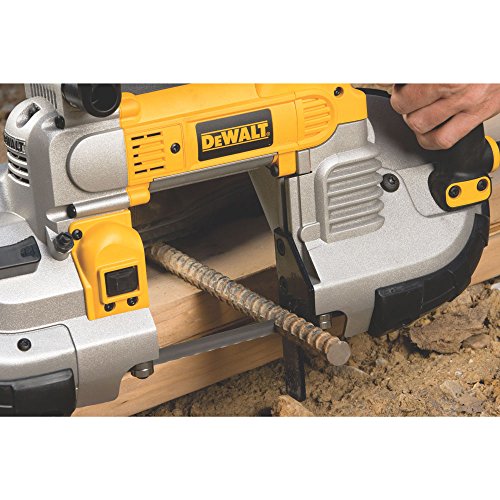 DEWALT (DWM120K) Portable Band Saw cutting rebar DEWALT Portable Band Saw, Deep Cut, 10 Amp, 5-Inch (DWM120K)