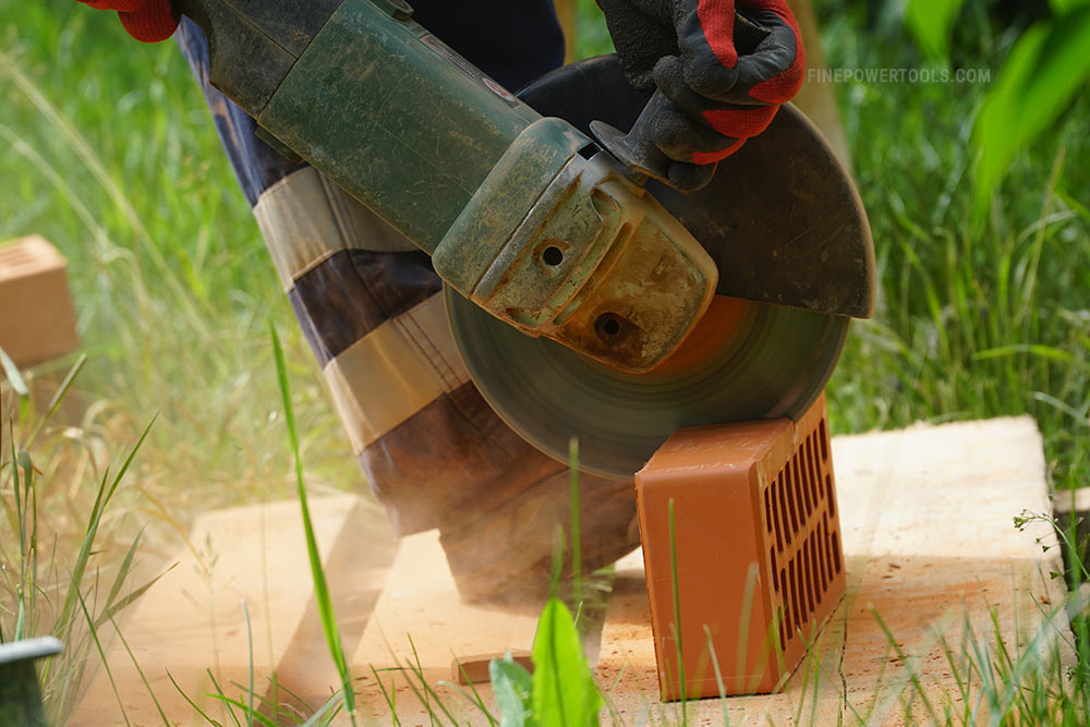 Angle Grinder Cutting brick