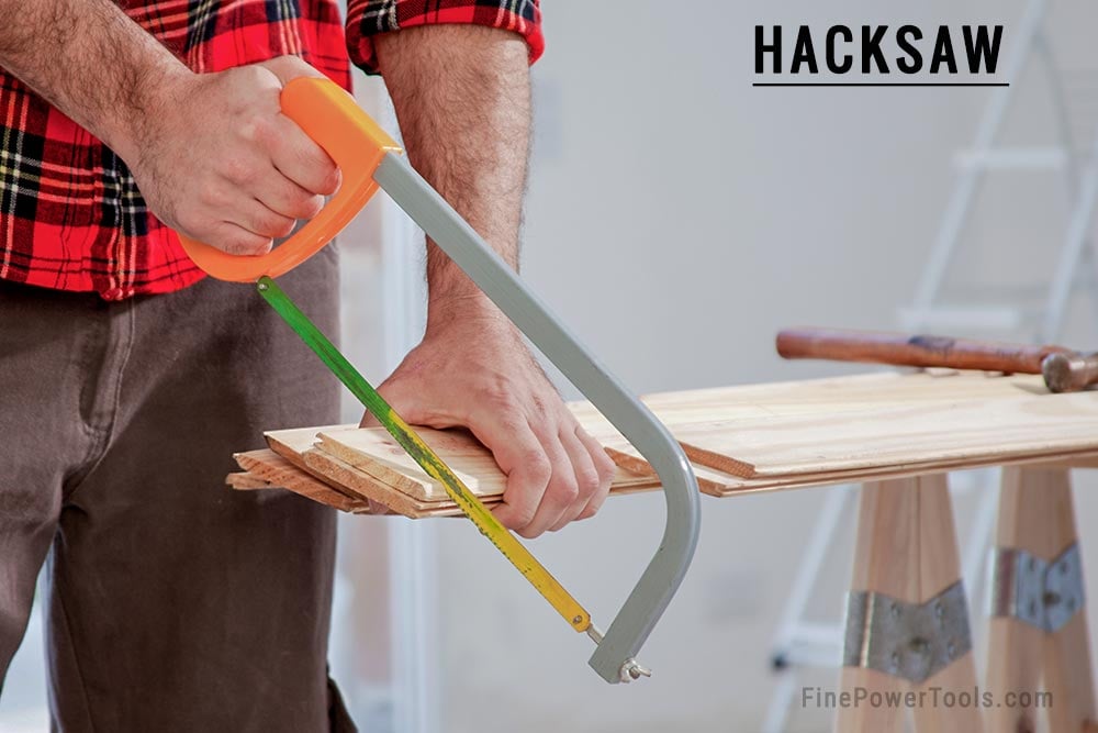 Hacksaw Cutting wood