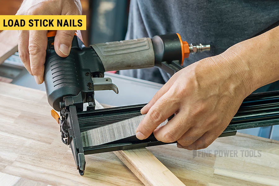 Loading collated nails in a Brad Nailer