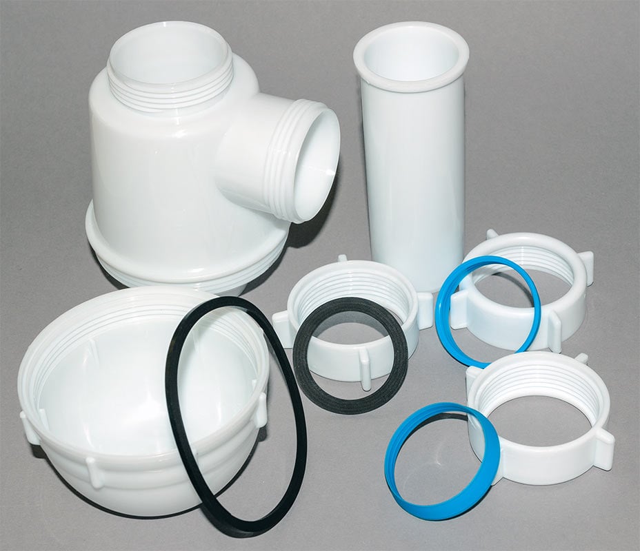Rubber gaskets for kitchen sink fittings